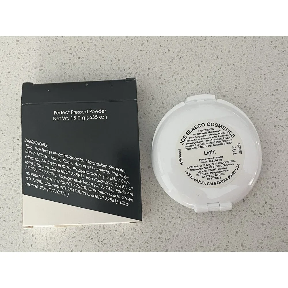 Joe Blasco Cosmetics Perfect Pressed Powder Compact Mirror Light Finish USA